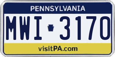 PA license plate MWI3170