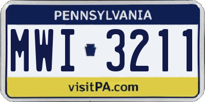 PA license plate MWI3211
