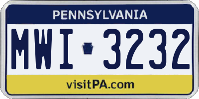 PA license plate MWI3232