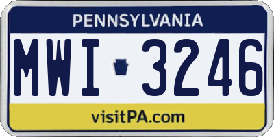 PA license plate MWI3246