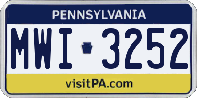 PA license plate MWI3252