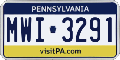 PA license plate MWI3291