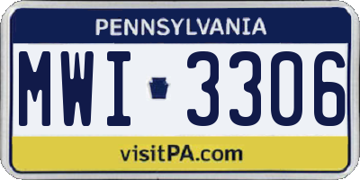 PA license plate MWI3306