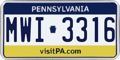 PA license plate MWI3316