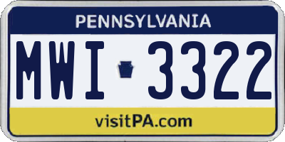 PA license plate MWI3322