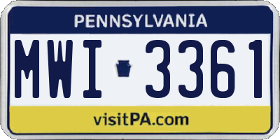PA license plate MWI3361