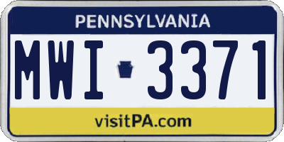 PA license plate MWI3371
