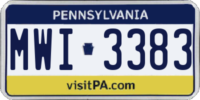 PA license plate MWI3383