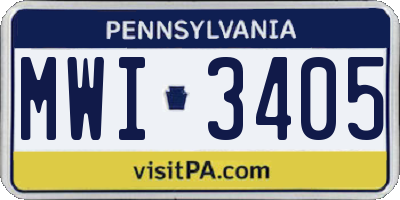 PA license plate MWI3405
