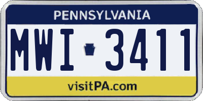 PA license plate MWI3411