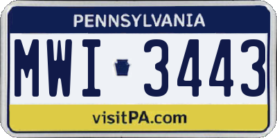PA license plate MWI3443
