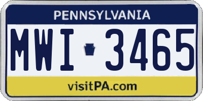 PA license plate MWI3465