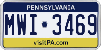 PA license plate MWI3469