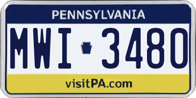 PA license plate MWI3480