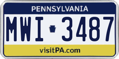 PA license plate MWI3487