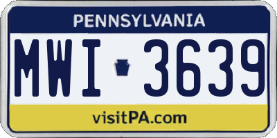 PA license plate MWI3639