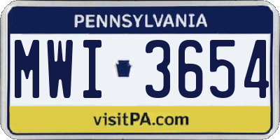 PA license plate MWI3654