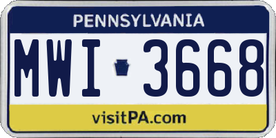 PA license plate MWI3668