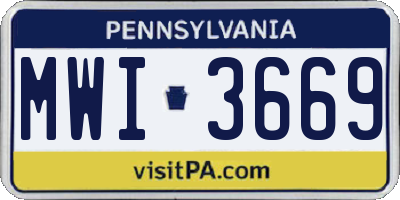 PA license plate MWI3669
