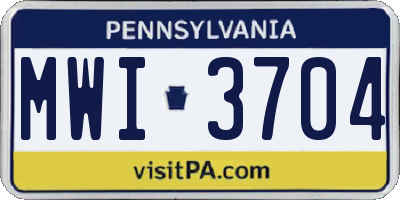 PA license plate MWI3704