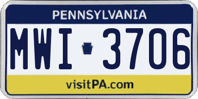 PA license plate MWI3706