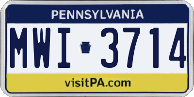 PA license plate MWI3714