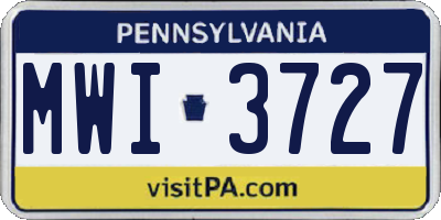 PA license plate MWI3727