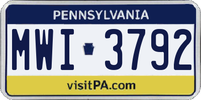 PA license plate MWI3792