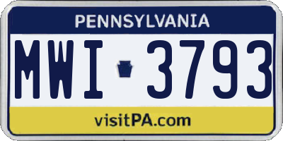 PA license plate MWI3793