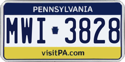 PA license plate MWI3828