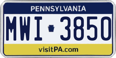 PA license plate MWI3850