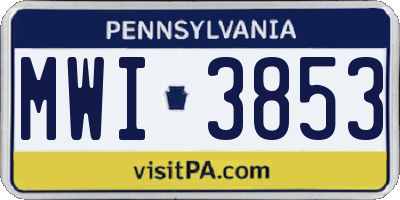PA license plate MWI3853