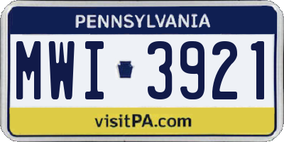 PA license plate MWI3921