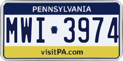 PA license plate MWI3974