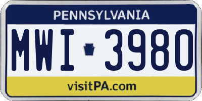 PA license plate MWI3980