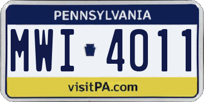PA license plate MWI4011
