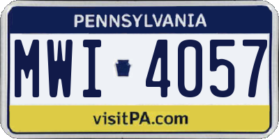 PA license plate MWI4057