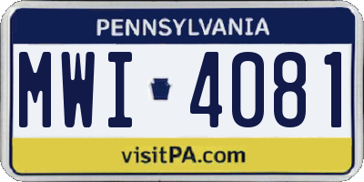 PA license plate MWI4081