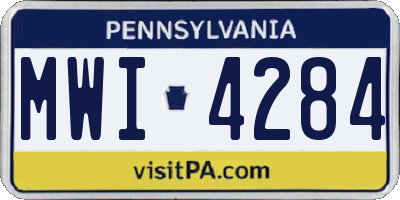 PA license plate MWI4284