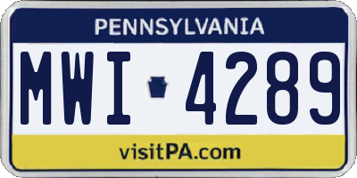 PA license plate MWI4289