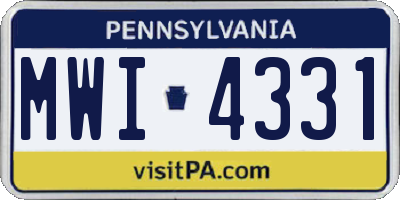 PA license plate MWI4331
