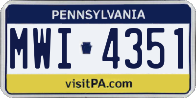 PA license plate MWI4351