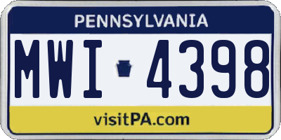 PA license plate MWI4398
