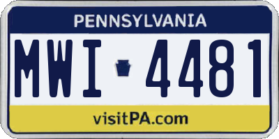 PA license plate MWI4481