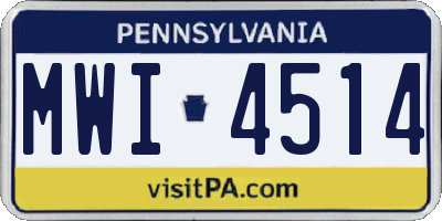 PA license plate MWI4514