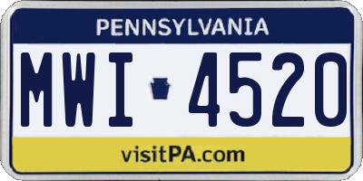 PA license plate MWI4520