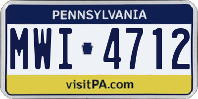 PA license plate MWI4712