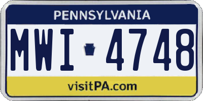PA license plate MWI4748