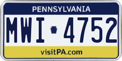 PA license plate MWI4752