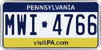 PA license plate MWI4766